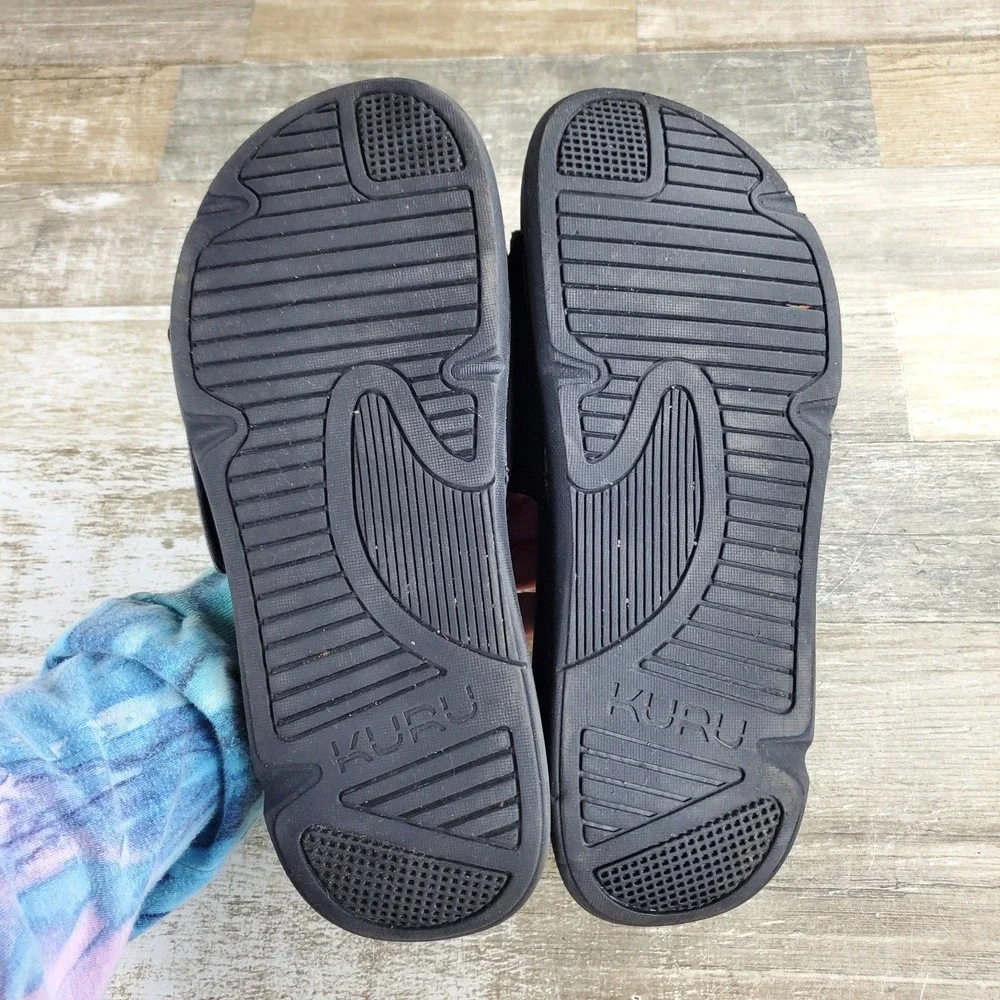 Kuru Moment Mens Slide Sandals Sz 11 M Jet Black Storm Gray Platform Slip On